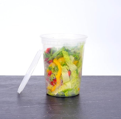 EDI [32 OZ, 40 Sets] Plastic Deli Food Storage Containers with Airtight Lids | Microwave-, Freezer-, Dishwasher-Safe | BPA Free | Heavy-Duty | Meal Prep | Leakproof | Recyclable