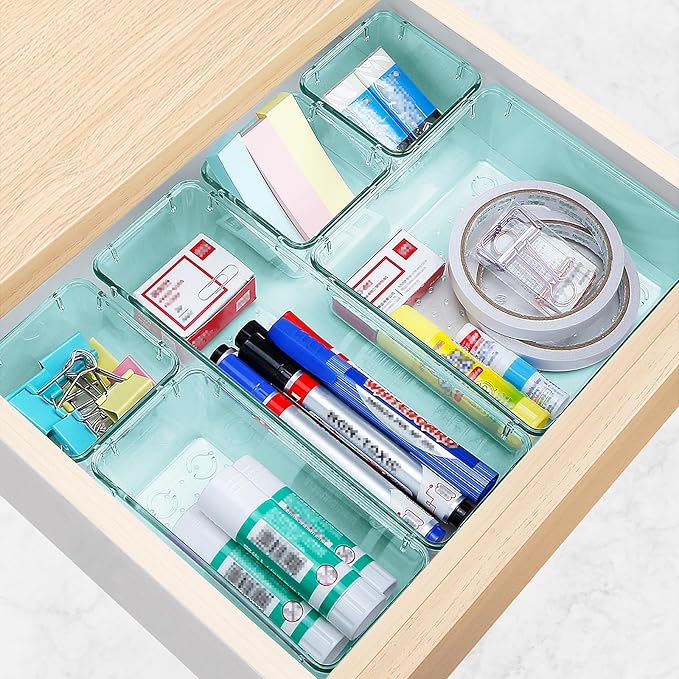 StorMiracle 23 PCS Drawer Organizer Set, 5 Varied Size Bathroom and kitchen Drawer cabinet organizer Trays, Clear Storage Bins for Makeup, Jewelry, Utensils and Gadgets