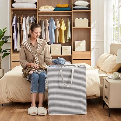 Lifewit 2 Pack Laundry Hamper Large Collapsible Laundry Baskets, Freestanding Waterproof Clothes Hamper with Easy Carry Handles in Laundry Room Bedroom Bathroom College Dorm, Grey, 2 x 125L