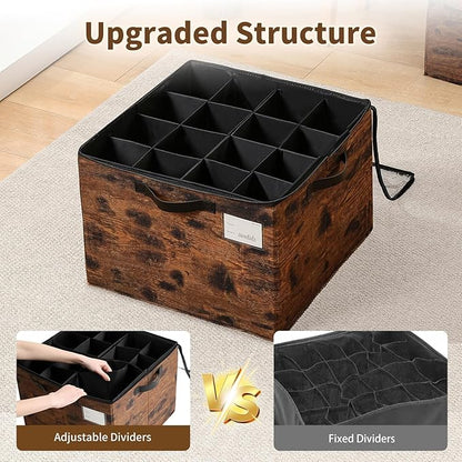 Varhomax Shoe Organizer Box for Closet 2 Pack, Fabric Shoe Storage Bin with Adjustable Dividers & Clear Cover, Holds up 16-32 Pairs of Sneakers & Sandals for Entryway, Cubby (Rust Brown)