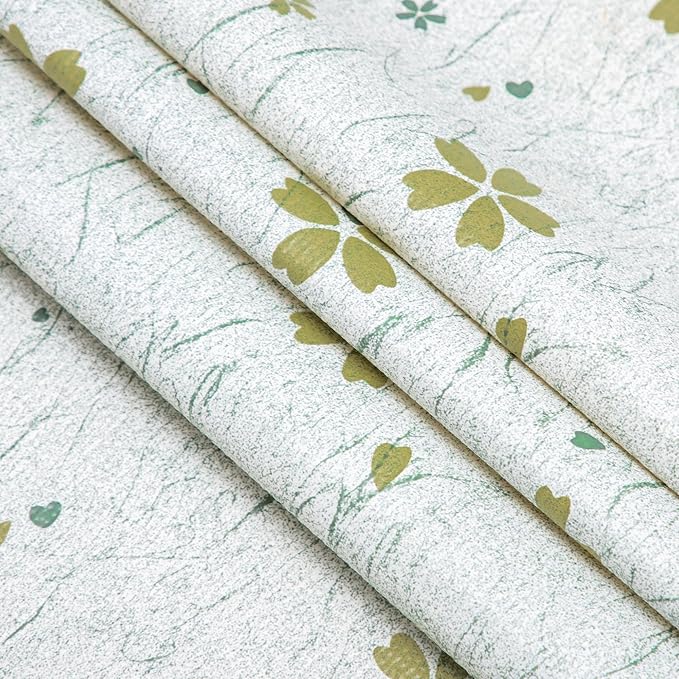 RAY STAR 18X96 Inch Shelf Liner for Kitchen Cabinets, Non-Adhesive Cabinet Liner Washable, PVC Drawer Liner for Dresser Non-Slip Bathroom (Green-Floral)(2 Roll)