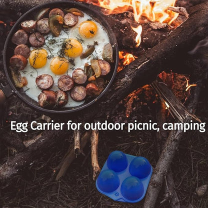 4 Grids Egg Holders, Egg Cartons For Refrigerator, Egg Storage Container, Shockproof Durable Refrigerator Egg Trays, Deviled Egg Tray Carrier with Lid, Egg Organizer Box for Fridge or Camping