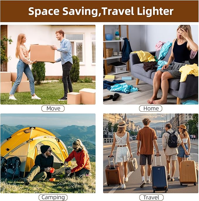VACKFOX 18 Pack Travel Vacuum Bags for Clothing,Compression Seal Packing Cubes for Luggage Suitcase Backpack,Carry-on Size Space Saver Storage Bags 80% Space Saver for travel,outdoor and home use.
