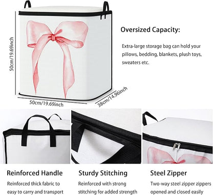 Large Comforter Storage Bag with Zipper,Closet Organizer for Clothes/Blankets/Quilts/Pillows,Fabric Storage Bags with Portable Handles 95L(2-Pack)