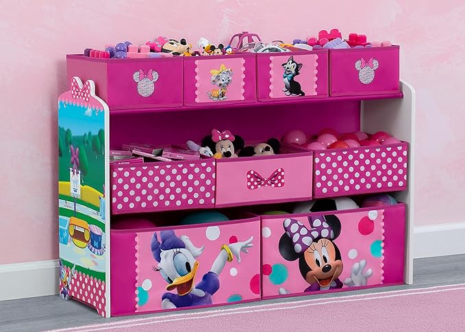 Disney Minnie Mouse Deluxe 9 Bin Design and Store Toy Organizer by Delta Children, Greenguard Gold Certified