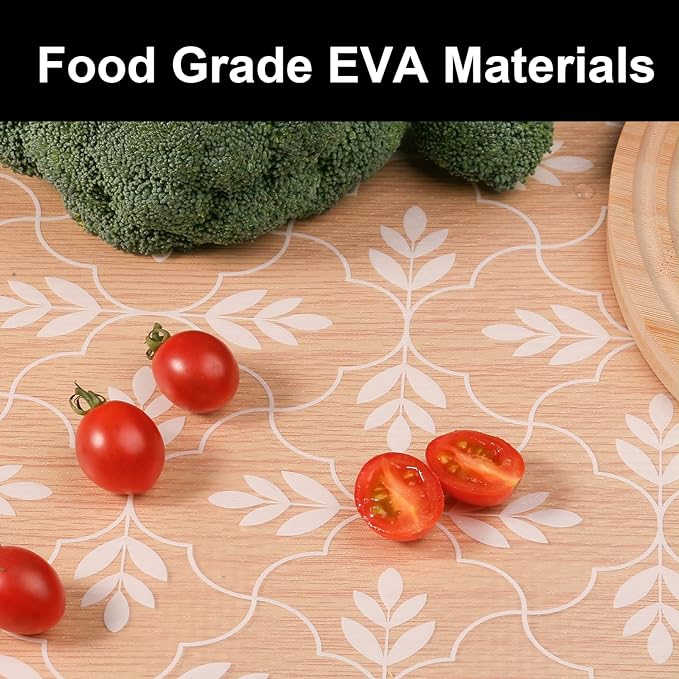 Cooyes Shelf Liners for Kitchen Cabinets Waterproof & Oil-Proof Kitchen Cupboard Mats Non-Slip Drawer Mats EVA Material Non Adhesive Fridge Liner for Shelves（17.5" W x 197" L）