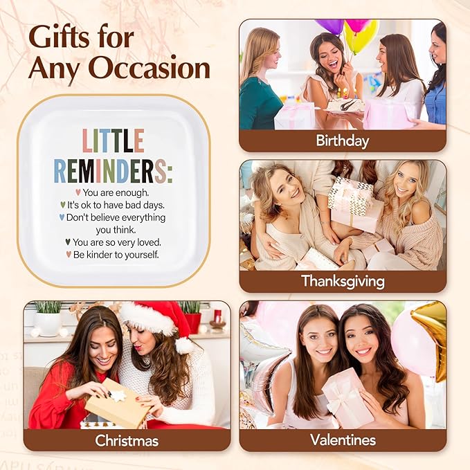 Motivational Gifts for Women – Little Reminders: You are enough... Affirmations Ring Dish, Inspirational Quote Jewelry Tray Gifts For Friends,Besties,Coworkers Employee Appreciation Gift