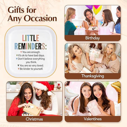 Motivational Gifts for Women – Little Reminders: You are enough... Affirmations Ring Dish, Inspirational Quote Jewelry Tray Gifts For Friends,Besties,Coworkers Employee Appreciation Gift