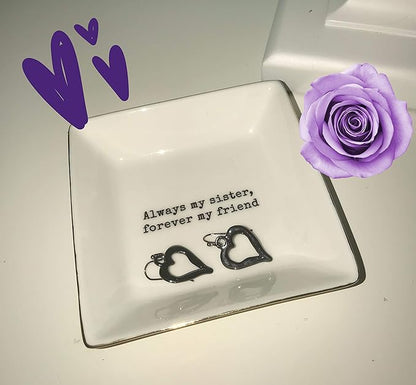 Simply Charmed Sister Gift | Christmas Gift for Sister | Jewelry Ring Holder | Elegant Trinket Tray Organizer Dish
