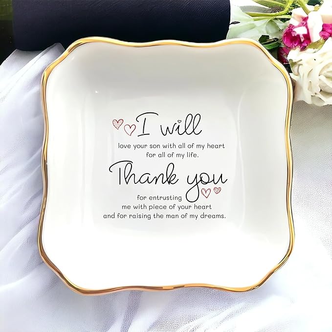 HatafaFurni Ring Dish Holder For Mom, Mother's Day Gifts for Aunt, Sister Godmother Friend Gifts, Men Ring Dish For Dad, Bridesmaid Gift, Women Gifts (Mother of the groom)