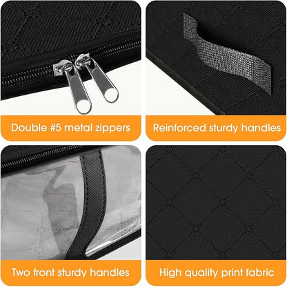 StorageRight Under Bed Storage Bins, 8-Pack 40L Foldable Fabric Storage Bags with Transparent Window, Breathable Organizer for Clothes/Blanket/Comforter/Quiltr, Black