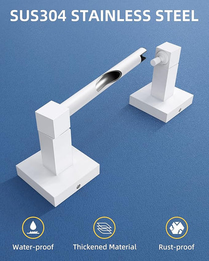 Ruacq Toilet Paper Holder-White Tissue Roll Holder Double Post Pivoting Square Base Wall Mounted for Bathroom