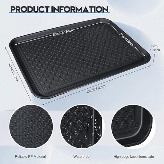 6 Pcs Multi Purpose Boot Tray Waterproof Shoe Mat Tray Indoor Outdoor PET Feeding Mat for Dog Cat Food Bowl Floor Protection with Anti Slip Floor Clean (Black, 24 x 16 x 1.2 inch)
