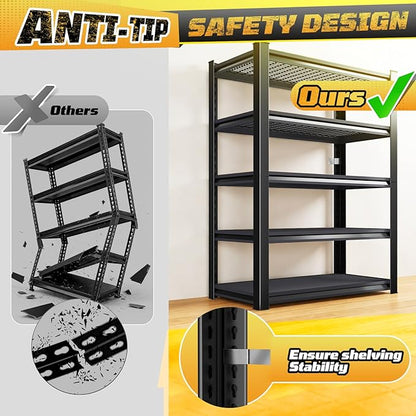 72" H Garage Storage Shelves 5-Tier,Garage Storage System Shelves Adjustable 2000LBS,Storage Shelving for Basement,Pantry,Kitchen,Warehouse,72" H x35 W x 16" D