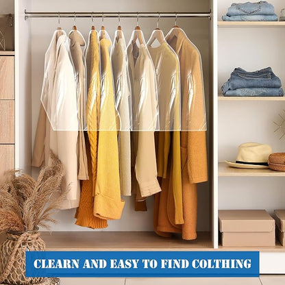 Chumia 50 Pieces Clear Shoulder Cover for Clothes Closet Bulk, Plastic Hanger Covers for Hanging Clothes Shoulder Garment Dust Cover Protectors for Men Women Suit Coats Jackets Dress(21.5'' X 15.5")
