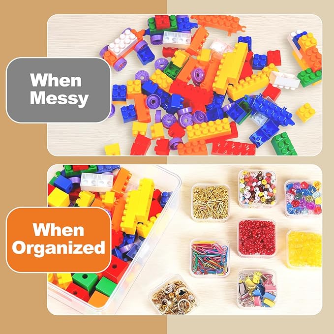 Bead Organizer Box,Jewelry Organizers and Storage, 30-Piece Small Storage Containers Set with Hinged Lids and Labels