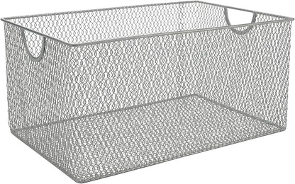 YBM HOME Kitchen Pantry Organizer Wire Basket for Shelves, Cabinets, Pantry, Countertop, Mesh Open Storage Bin Metal Basket for Organizing Food Supplies 12 x 7.8 x 5.8