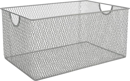 YBM HOME Kitchen Pantry Organizer Wire Basket for Shelves, Cabinets, Pantry, Countertop, Mesh Open Storage Bin Metal Basket for Organizing Food Supplies 12 x 7.8 x 5.8