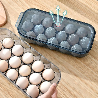 Plastic Covered Egg Container Holders Storage Cartons for Refrigerator Camping Traveling with Lid Brown