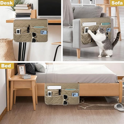 Gloserin Remote Control Holder for Recliner,Armchair Caddy,Non Slip Sofa Armrest Storage Organizer for Recliner Couch with 6 Pockets for TV Remote,Cell Phone,Magazine (Beige)