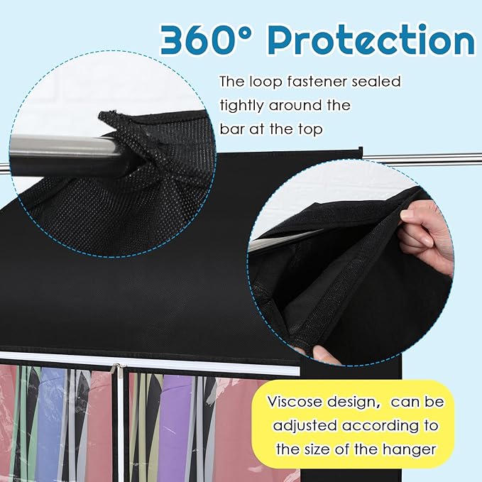 Amylove 4 Pcs 43'' Garment Bags for Hanging with Zippers Hanging Clothes Storage Garment Rack Cover Sealed Dust Cover Wardrobe Clothing Organizer for Suit Coat