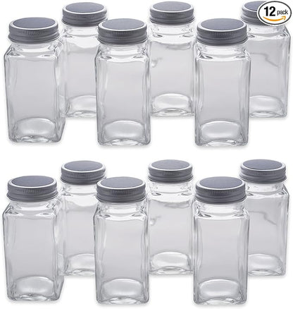 DII Farmhouse Vintage Decorative Metal Pantry Spice Rack Organizer, 4x2 4oz, Spice Jars 12 Piece