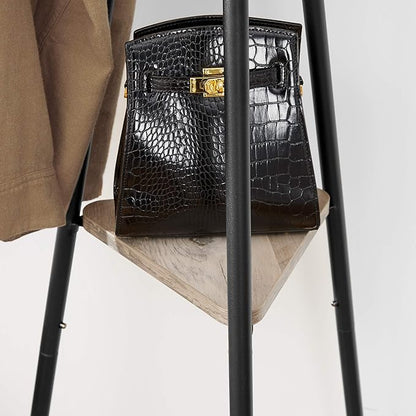 VASAGLE Coat Rack Freestanding, Coat Hanger Stand, Hall Tree with 2 Shelves, for Clothes, Hat, Bag, Industrial Style, Greige and Black URCR016B02