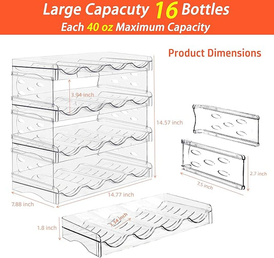 Baosia Stackable Wine Rack,Wine Bottle Holder for Inside Cabinet,for Pantry,Refrigerator,Countertop Organization-4 Tiers for 16 Bottles