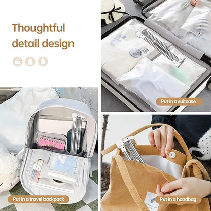 Clothes Drying Rack Foldable, Stainless Steel Portable Clothes Rack Collapsible, Folding Clothes Rack for Indoor & Outdoor, Portable Clothes Airer for Travel (with Hooks)