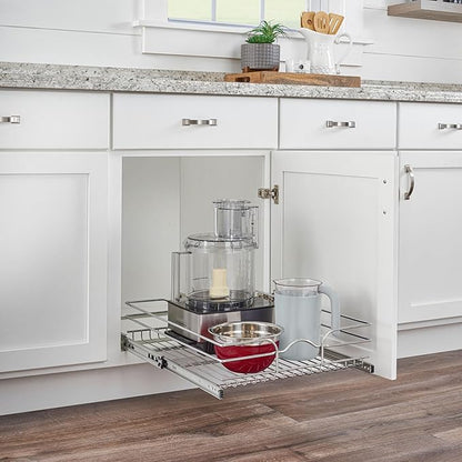Rev-A-Shelf Kitchen Cabinet Pullout Shelf and Drawer Organizer Slide Out Pantry Storage Basket in Multiple Sizes, 21 x 22 In, 5WB1-2122CR-1