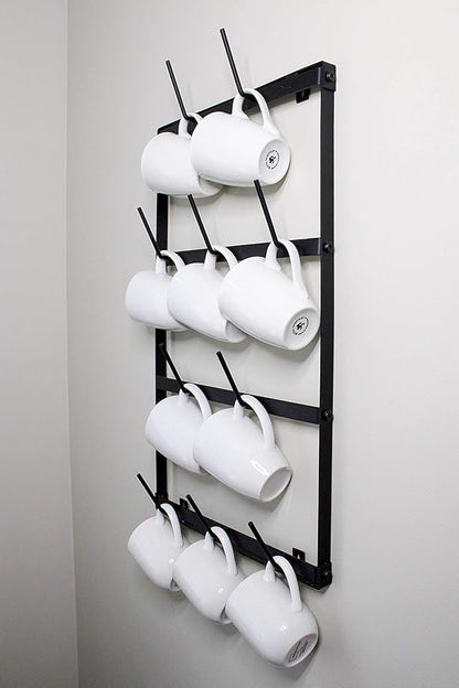 Claimed Corner Mug Rack with Sturdy Steel Frame, Matte Black Finish, Removable Rubber Caps, Wall Mounted (Mini ‎14" x 24")