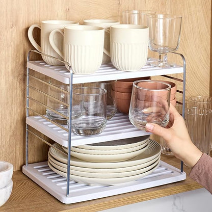 YouCopia UpSpace Cabinet Box Organizer, Adjustable Kitchen Pantry Shelf for Plastic Wrap and Foil Storage, Large Premium Edition