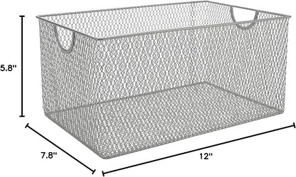YBM HOME Kitchen Pantry Organizer Wire Basket for Shelves, Cabinets, Pantry, Countertop, Mesh Open Storage Bin Metal Basket for Organizing Food Supplies 12 x 7.8 x 5.8