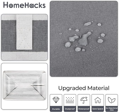 HomeHacks 2 Pack Large Laundry Baskets, Waterproof, Freestanding Laundry Hampers, Collapsible Clothes Hamper with Reinforced Handles in Laundry Room, College Dorm, Bathroom, Bedroom (Grey, 75Lx2)