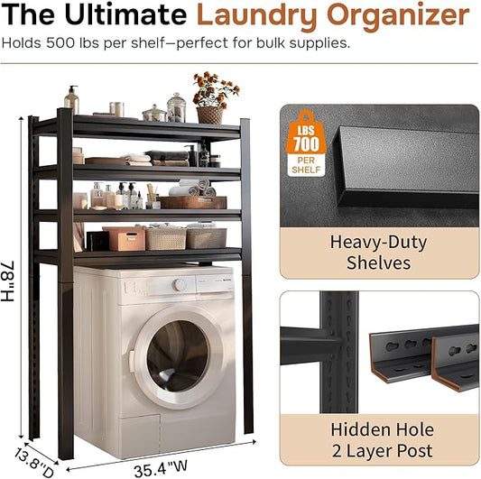 Over Washer and Dryer Shelves,5 Tier Adjustable Height Shelving,Space Saving Shelf,Adjustable Easy to Install,Space Saver Laundry Shelf Organizer,78”H*13.8”D*35.4“W