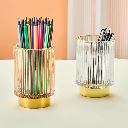 LEICURACE Makeup Brush Holder Organizer,Toothbrush Holders,Desk Pen Pencil Holder,Multifunctional Vintage Glass Brush Cup(A3-27-US)