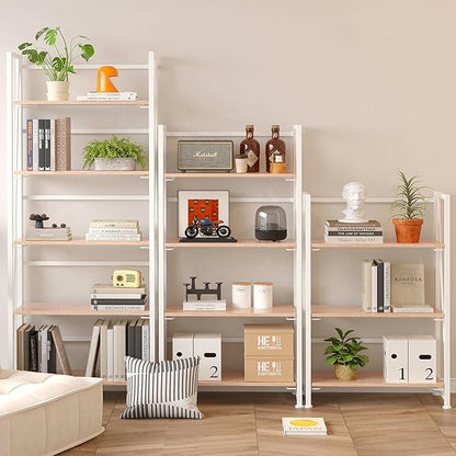 BHG Vintage Multifunctional Bookcase Folding Bookshelf, No-Assembly Plant Stand Storage Rack Shelves for Home Office (White, 4-Tier)
