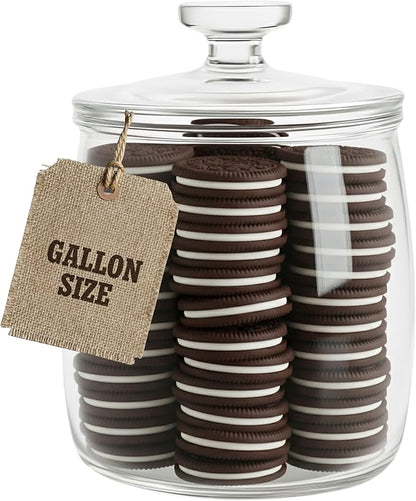 kitchentoolz Large Glass Cookie Jar with Airtight Lid - 1 Gallon Storage Container for Candy, Flour, Sugar, Pet Food & Dog Treat Canister - Pack of 1