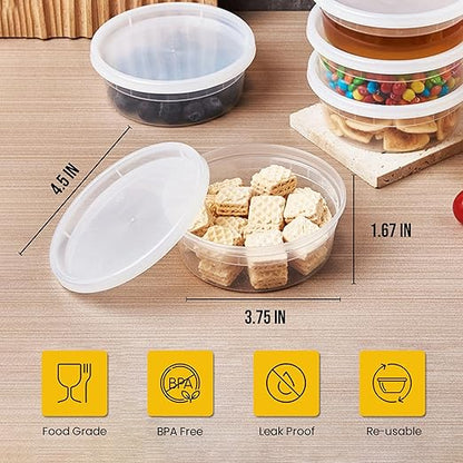 OCS Parts Round Plastic Deli Containers with Lids | Stackable, Microwavable, Freezer and Dishwasher Safe BPA Free Food Prep and Storage Containers