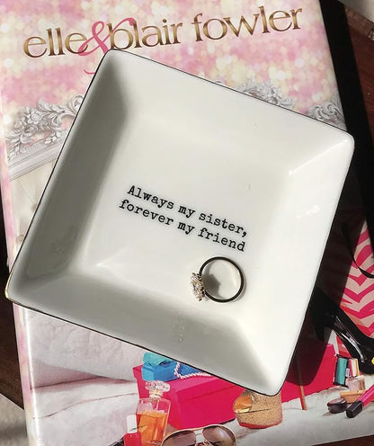 Simply Charmed Sister Gift | Christmas Gift for Sister | Jewelry Ring Holder | Elegant Trinket Tray Organizer Dish