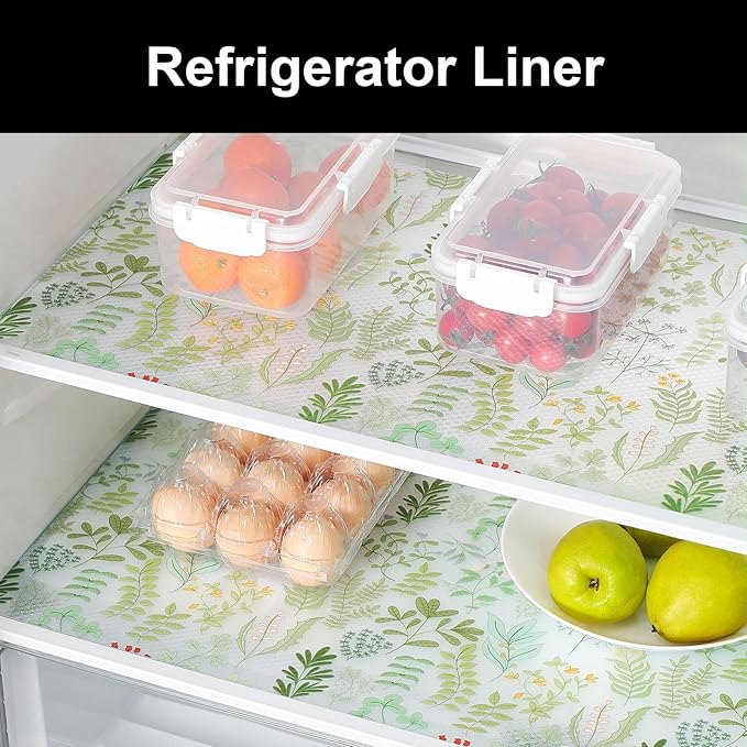Cooyes Shelf Liners for Kitchen Cabinets Refrigerator Liners Waterproof & Oil-Proof Kitchen Cupboard Liner Drawer Mats EVA Material Non Adhesive Fridge Liner for Shelves（23.6" W x 236" L）