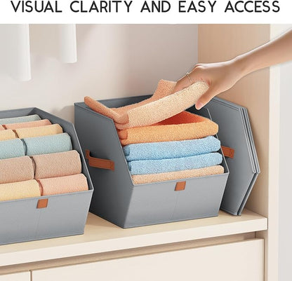 Fabric Closet Storage Cubes - 8 Pack Square Storage Bins with Dual Handles for Clothes, Towels, Toys, Cube Storage Organizers for Bedroom, Nursery, Shelves, Closet, Small Spaces, Grey