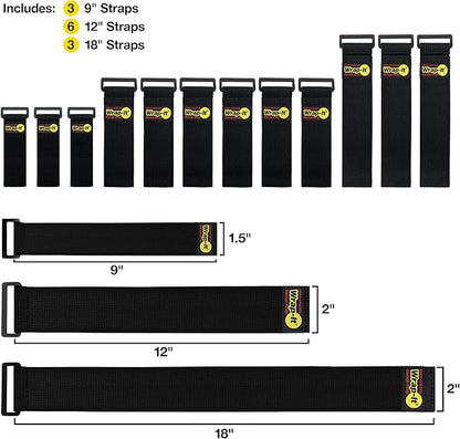 Super-Stretch Wrap-It Storage Straps (Assorted 12 Pack) - Elastic Cinch Straps - Extension Cord Organizer, Hose, Rope and Cable Strap, Cord Wrap, Cord Keeper, Garage and RV Organization