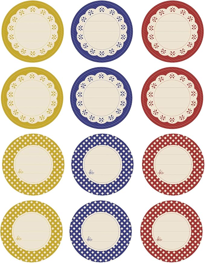Outus 240 Pieces Canning Label Round Shaped Jar 2 Inch Mason Jar Lid Stickers Multicolored Meal Label for Food Container, Glass Bottle, Canned Supplies, Home and Kitchen Organization, School Class