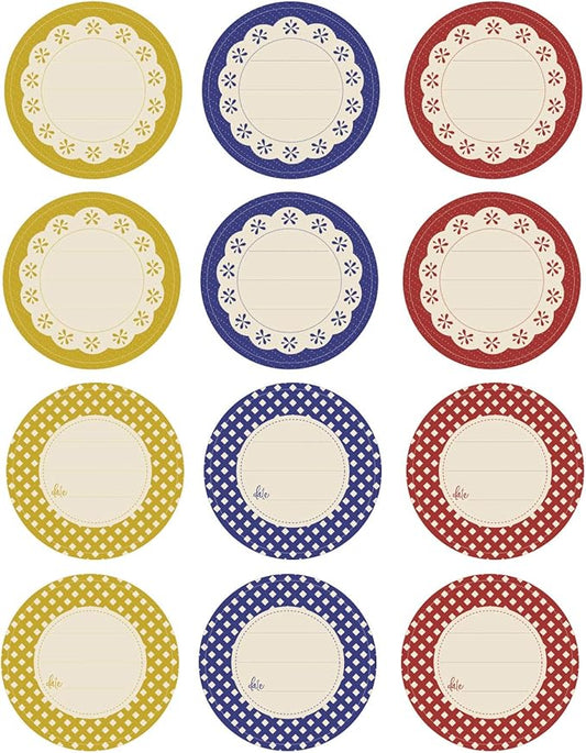 Outus 240 Pieces Canning Label Round Shaped Jar 2 Inch Mason Jar Lid Stickers Multicolored Meal Label for Food Container, Glass Bottle, Canned Supplies, Home and Kitchen Organization, School Class