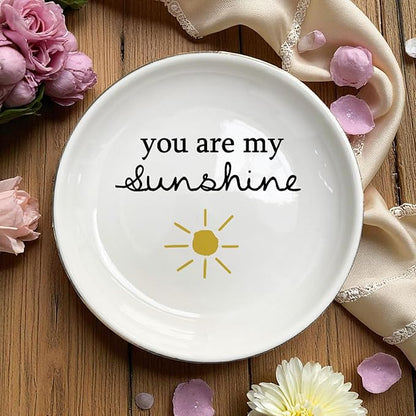 Gift For Mom Grandma Sister Daughter Women Girl, Ceramic Ring Dish, Jewelry Dish, Jewelry Holder, Trinket Tray, Birthday Gift, Mother Present, Wedding Gift, Mother And Daughter, You Are My Sunshine