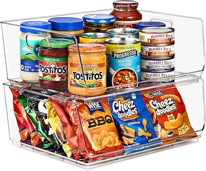 Sorbus Stackable Storage Bins - Clear Open Front Pantry Organizer for Kitchen Organization - Acrylic Bins (Large 2 Pack)