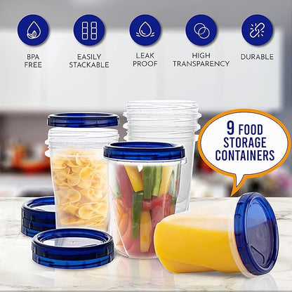 Freezer Soup Food Storage Containers With Screw On lids [32 Oz - 10 Pack] Reusable Plastic Food Freezer Safe Container, leak proof, Airtight, Stackable, Microwave, BPA Free