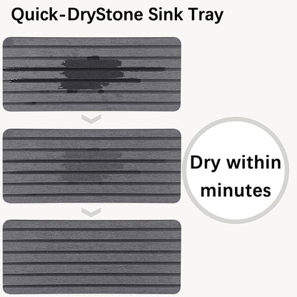 2 PCS Water Absorbent diatomite Coasters, 9.5" x 4" Water Absorbing Stone Tray for Sink, Stone Drying mat for Kitchen Counter, Stone soap Tray Used for Hand Soaps & toiletries & Plants