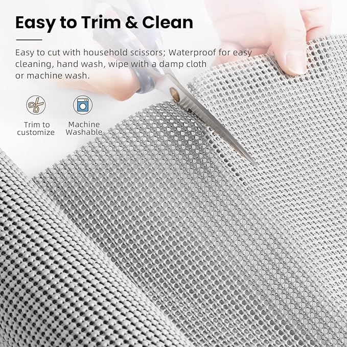 BAGAIL Drawer and Shelf Liner, 17.5 in X 10 Ft Non-Adhesive Shelf Liners for Kitchen Cabinets, Thick Strong Grip Liners for Desk, Shelves, Bathroom Drawers, Cabinet Protection - LightGrey